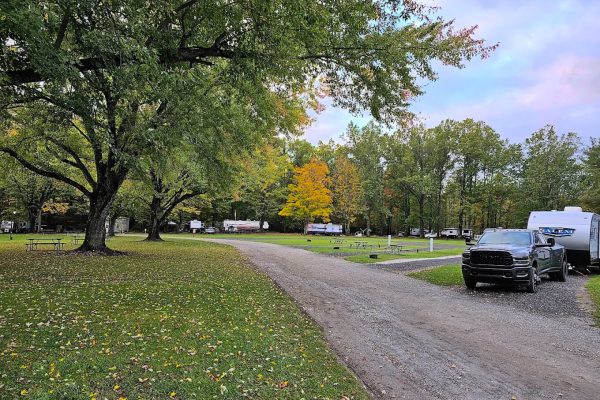 Pull through sites in the Fall at Ridge Ranch Campground