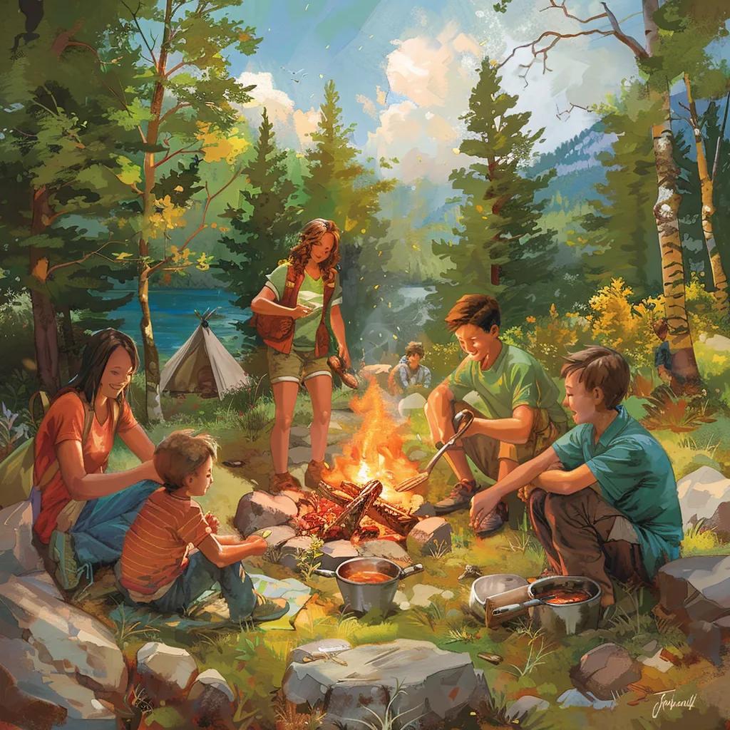 Family engaging in a campground activity, showcasing fun and interaction