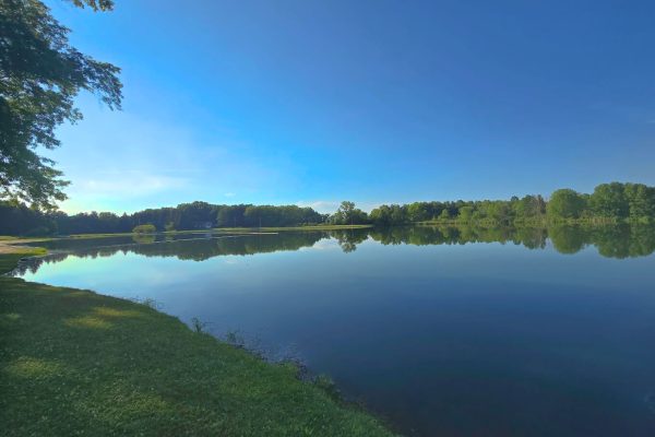 lake in early evening - blue sky