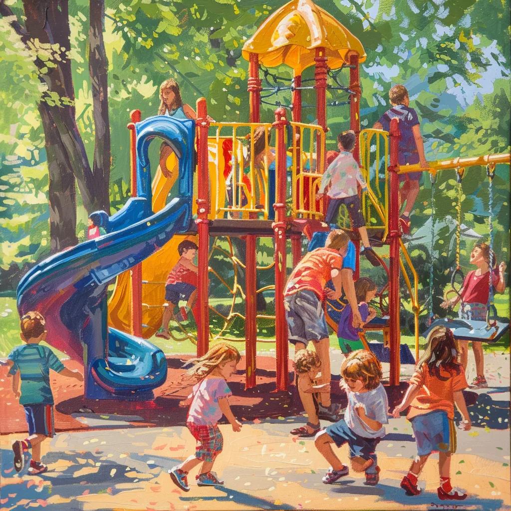 Children engaging in imaginative play at a campground playground