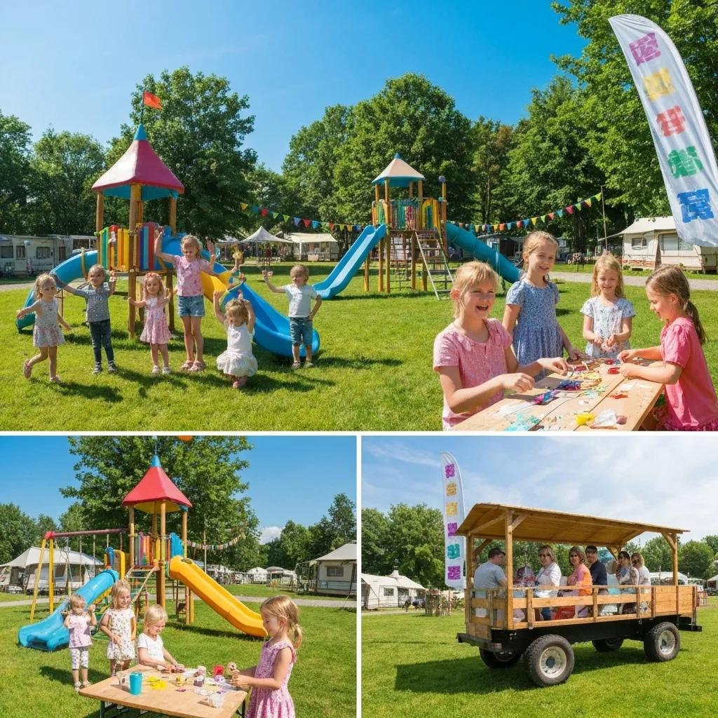 Kids laughing while participating in a craft activity at an Ohio campground
