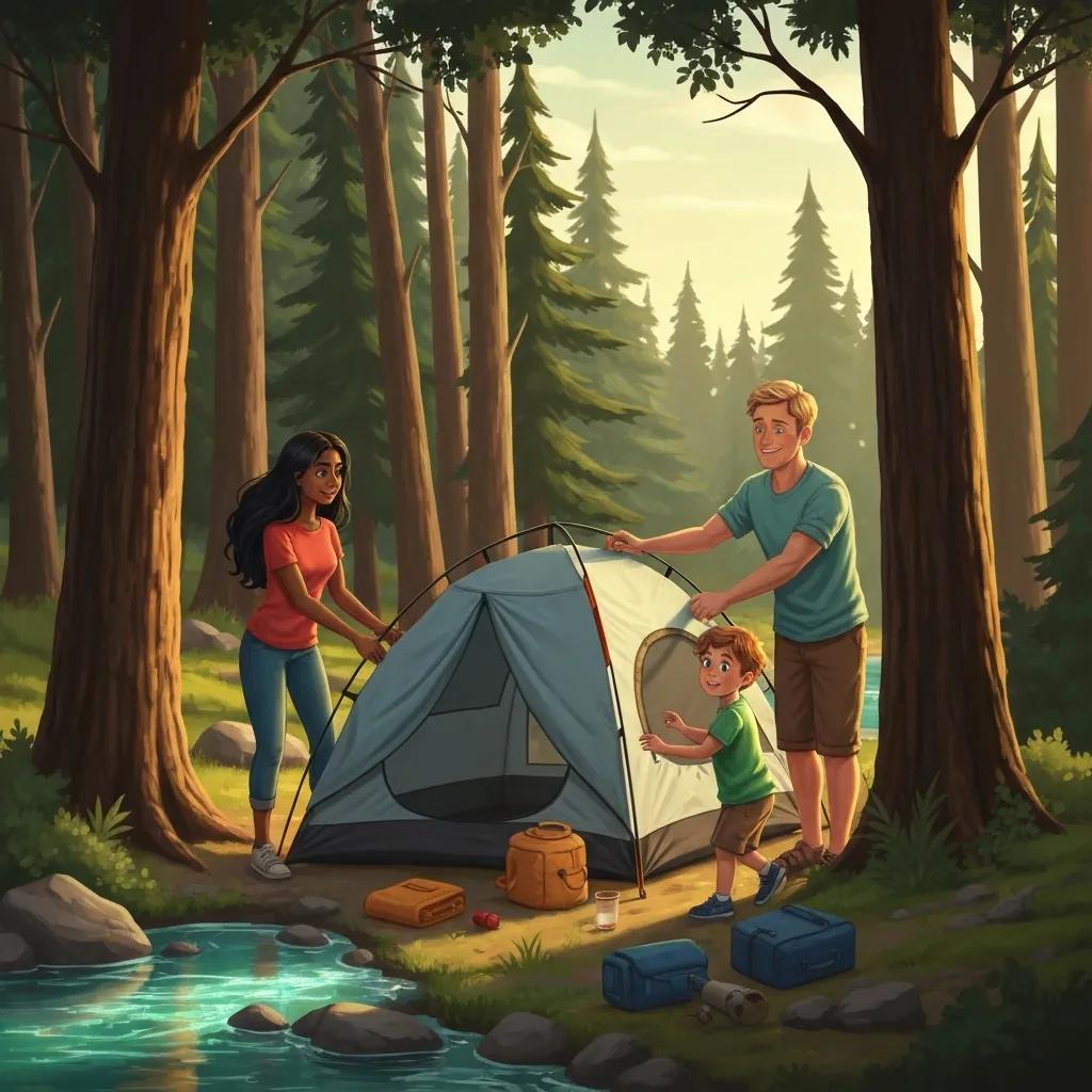 Family camping at an affordable campground with scenic hiking trails