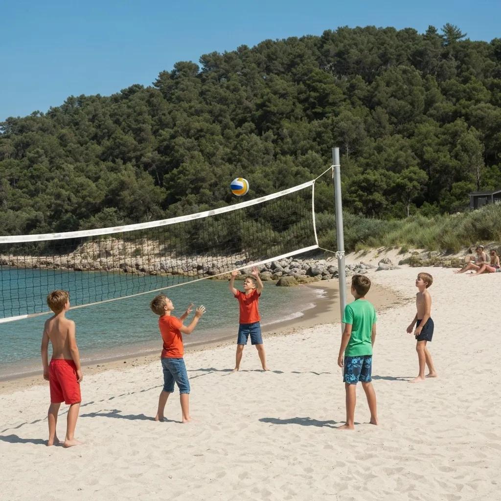 Family enjoying a lakeside campground with swimming and outdoor activities