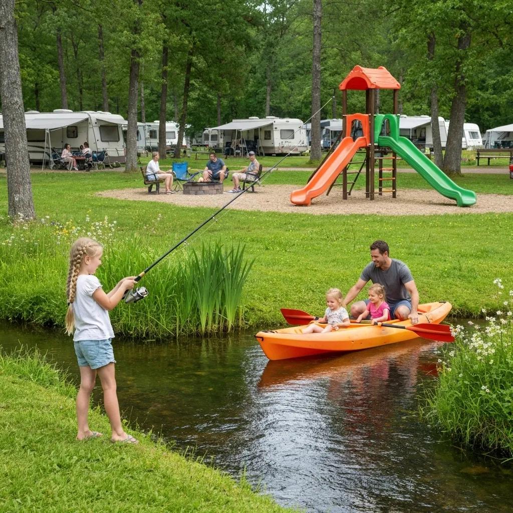 Families engaging in various outdoor activities at campgrounds situated near I-80.