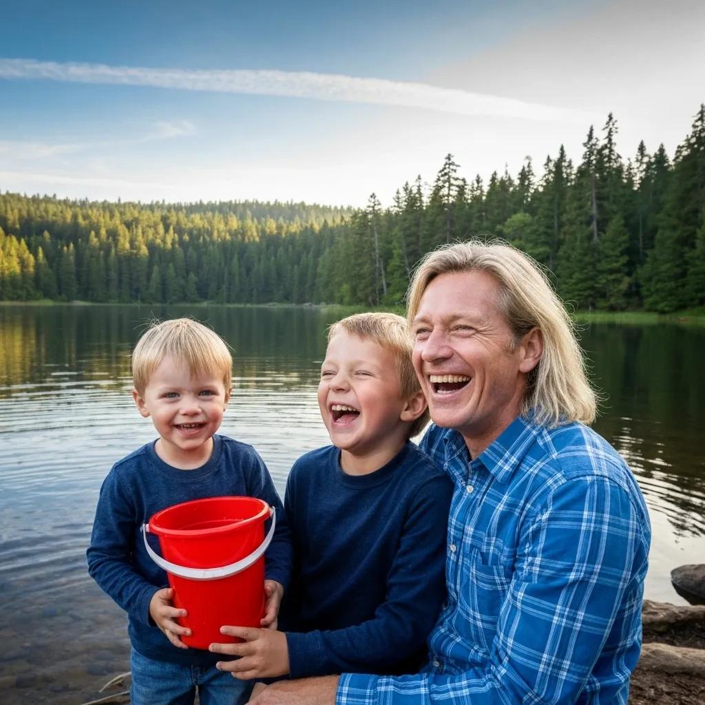 A family having a wonderful time with safe water activities at a campground lake, including swimming and canoeing