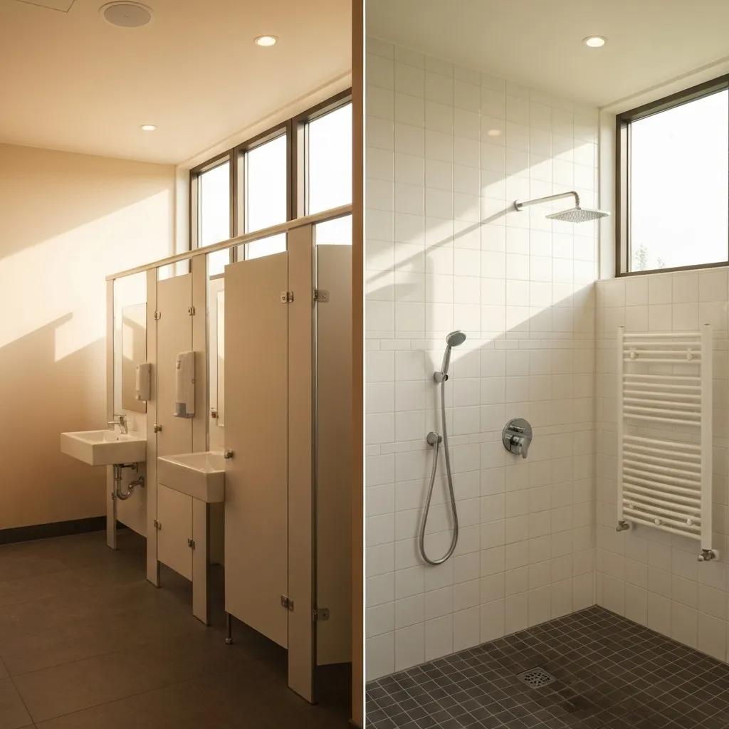 Modern restroom and shower facilities enhancing tent camping comfort