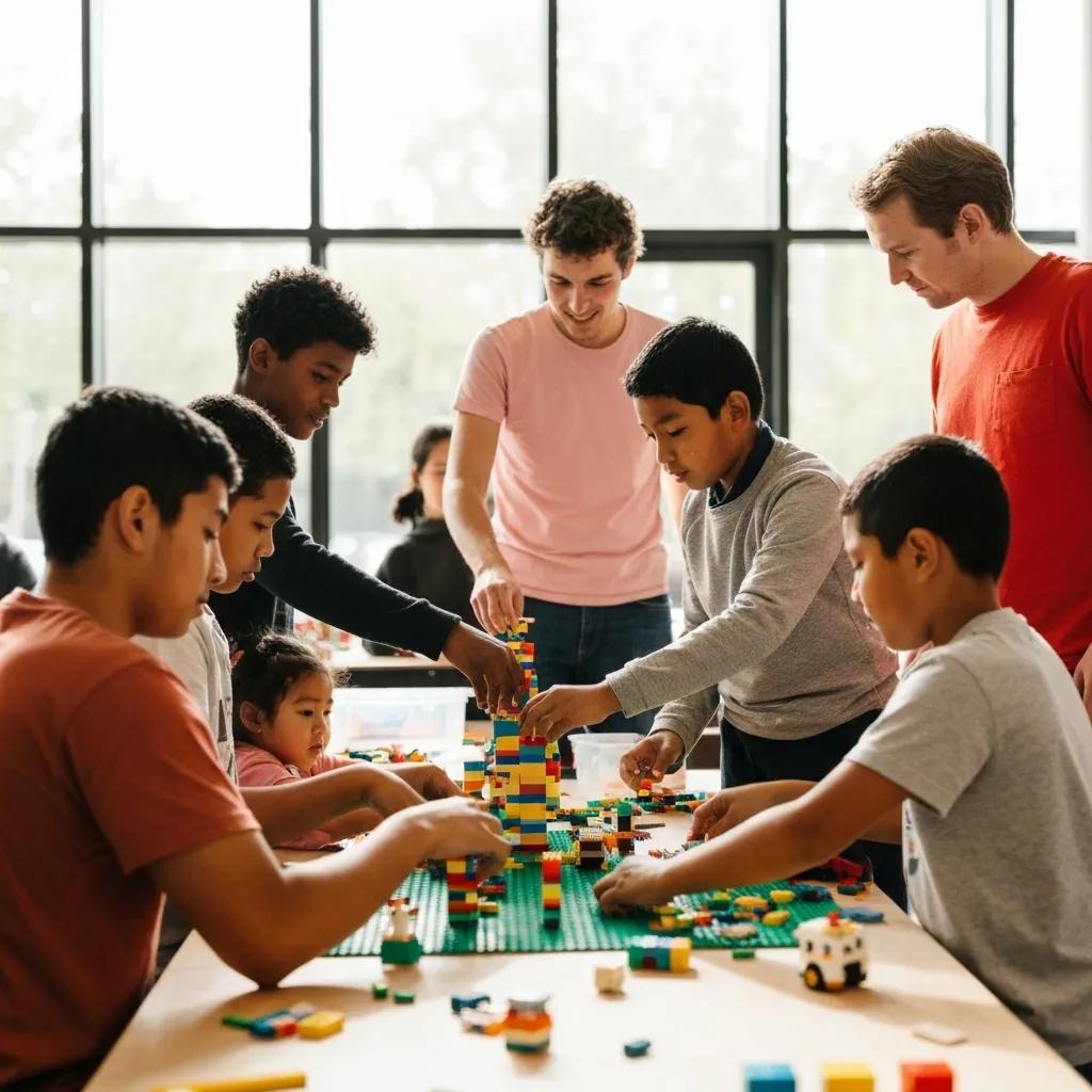 A family engaging in various activities at a campground, including mini-golf and arts and crafts