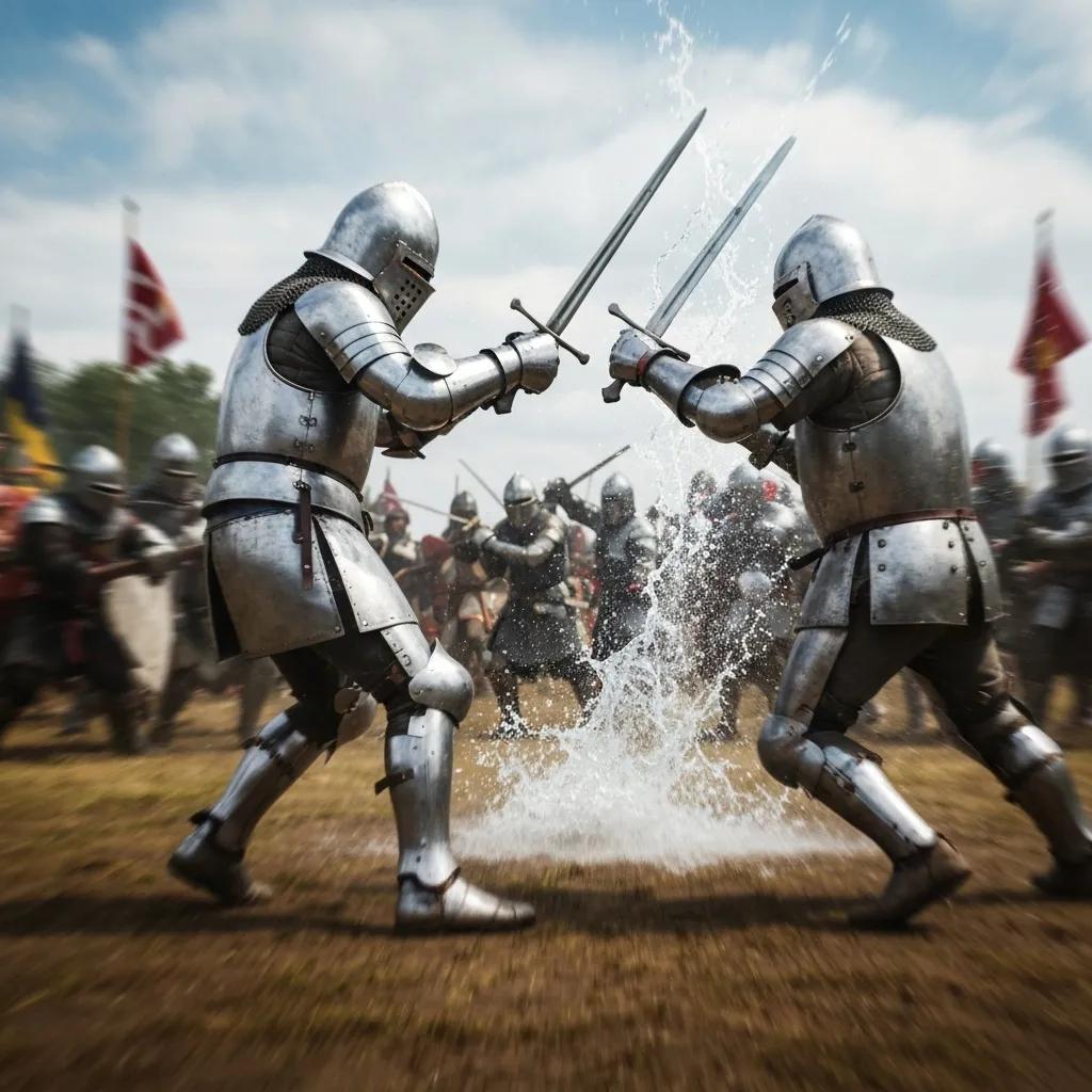 A family laughing as they navigate a colorful inflatable obstacle course on a lake