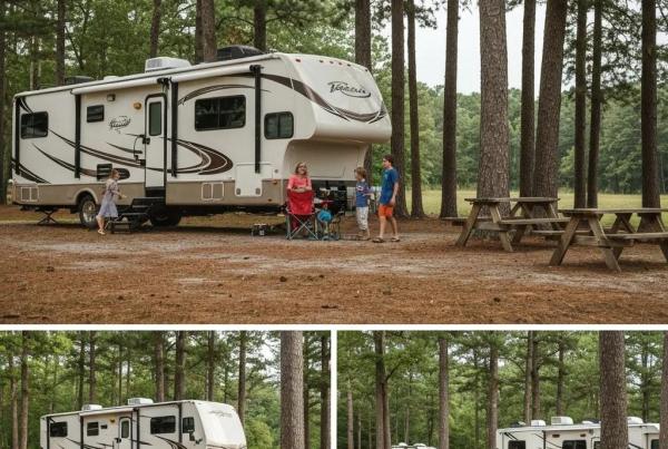 Family enjoying RV camping at a scenic campground in Ohio
