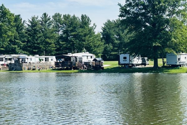 Lakefront seasonal camping sites at Ridge Ranch Campground