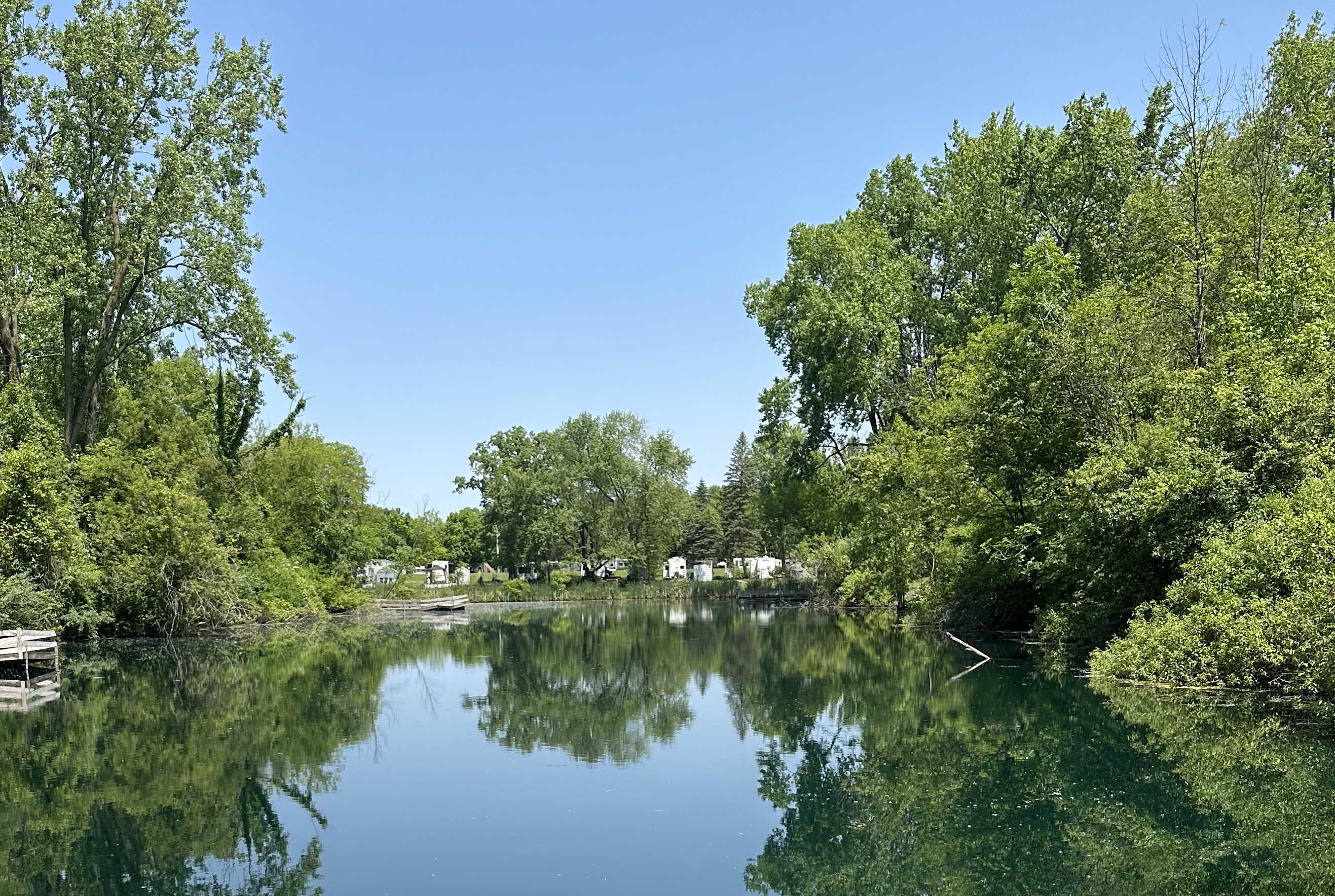 Fishing lake at The Oaks Campground