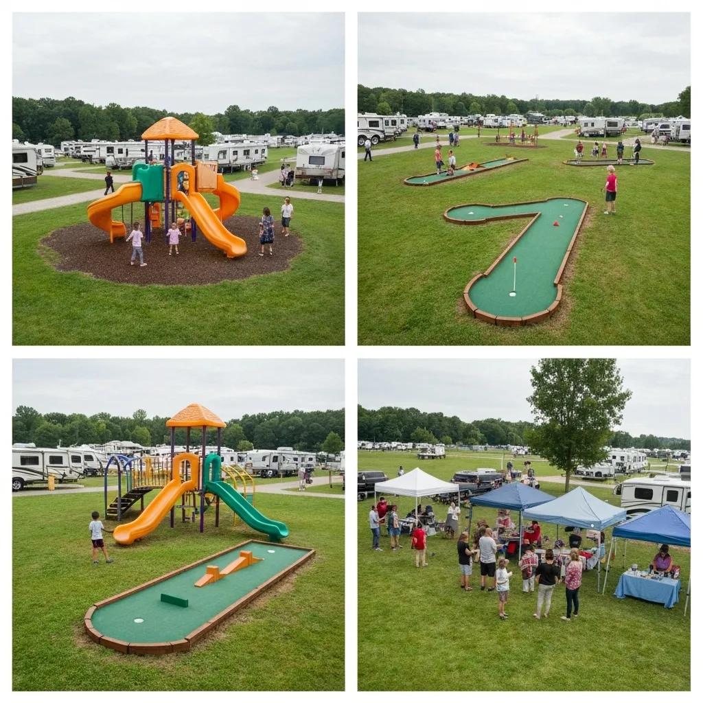 Families enjoying the various amenities and activities offered at an Ohio RV park
