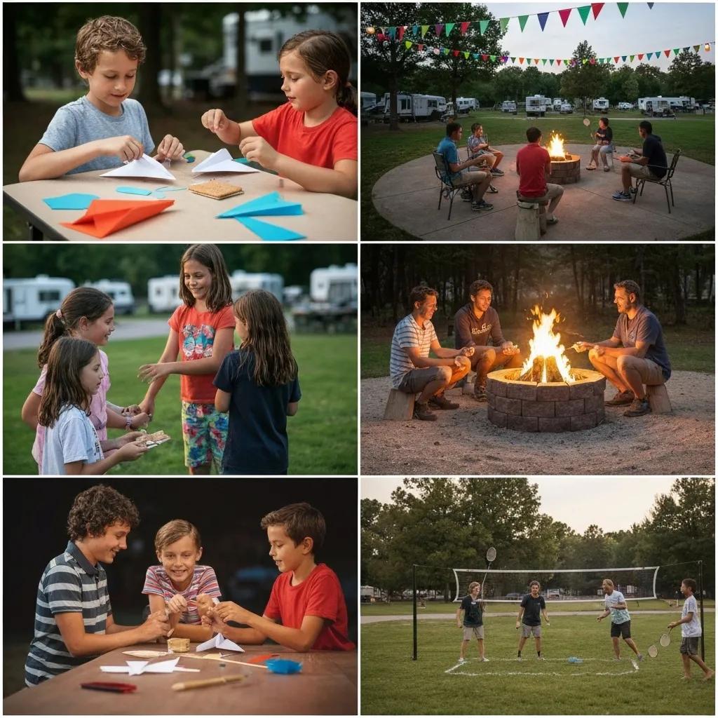 A group of families participating in a fun outdoor activity at a Gathergrounds Resort campground
