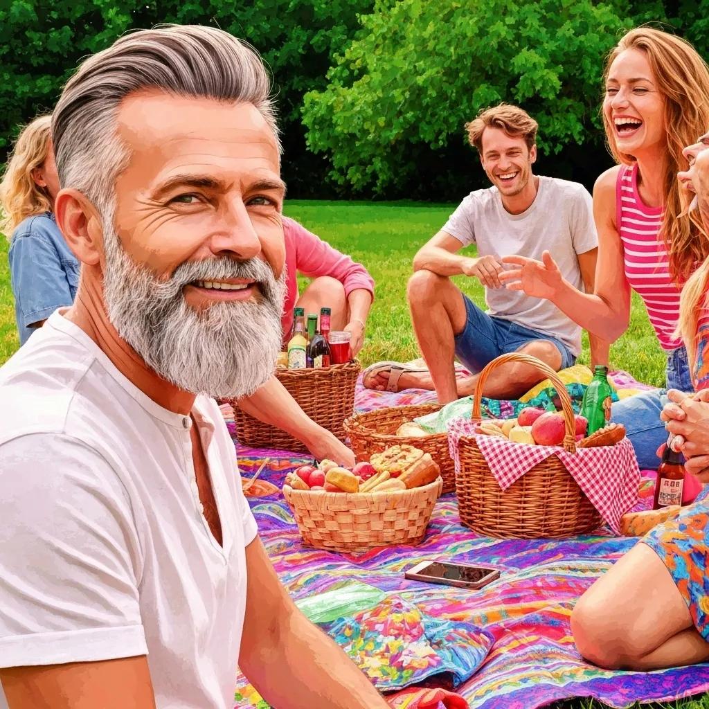 Family enjoying a fun day at a family-friendly RV park with playground and RV setup