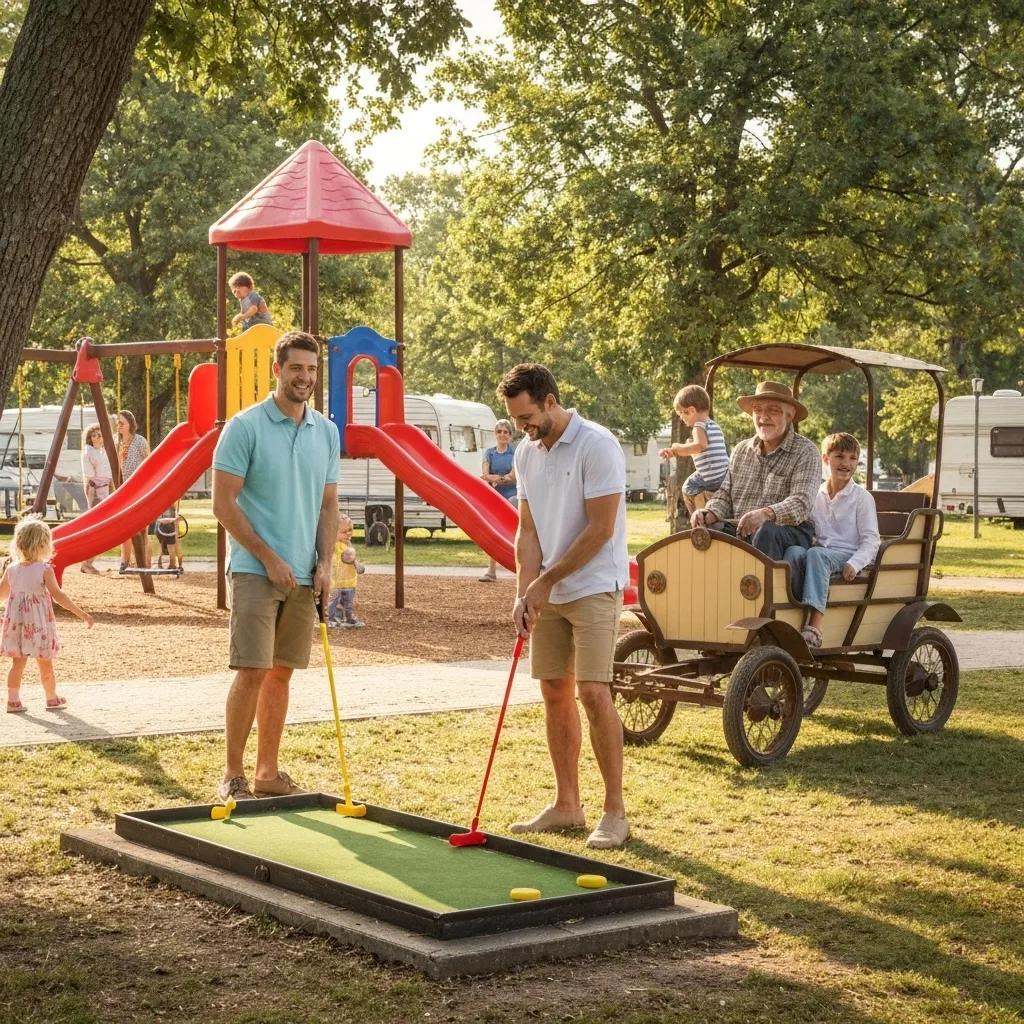 Families participating in enjoyable activities at an Ohio campground, highlighting its family-friendly amenities and recreational opportunities