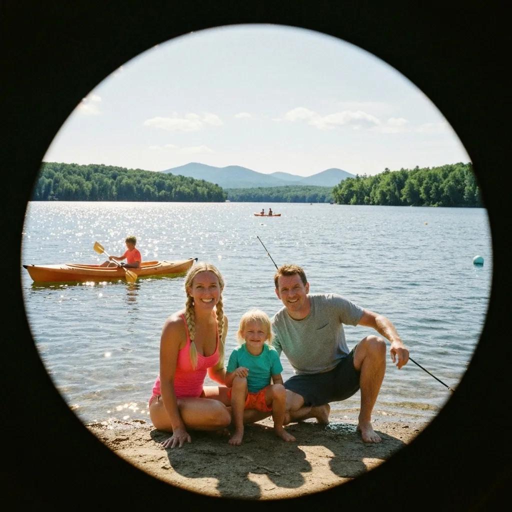 Families having a wonderful time participating in lake activities at an Ohio campground