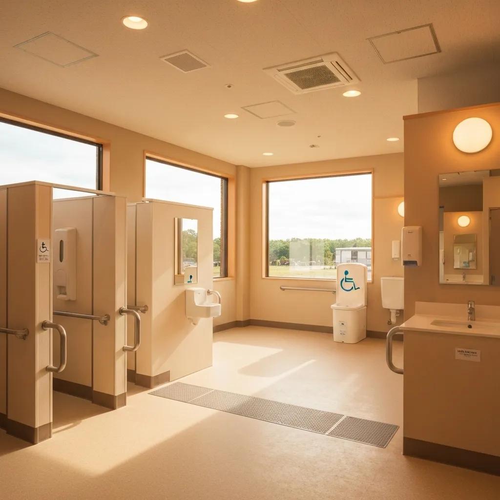 Modern campground restroom facility highlighting cleanliness and family-friendly features