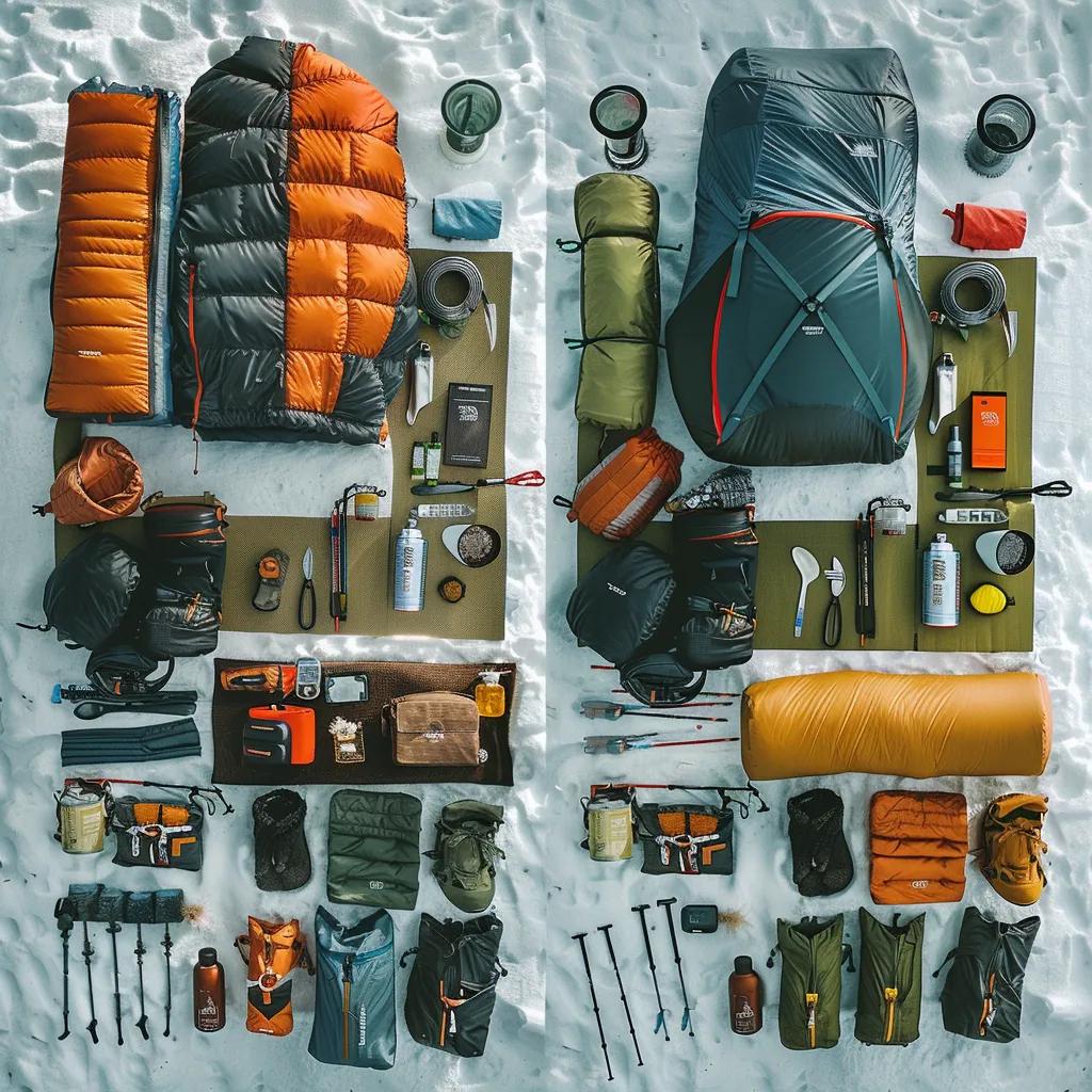 Comparison of packing lists for modern and rustic camping