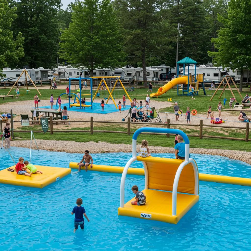 Amenities at Walnut Hills Family Campground including water park and playgrounds