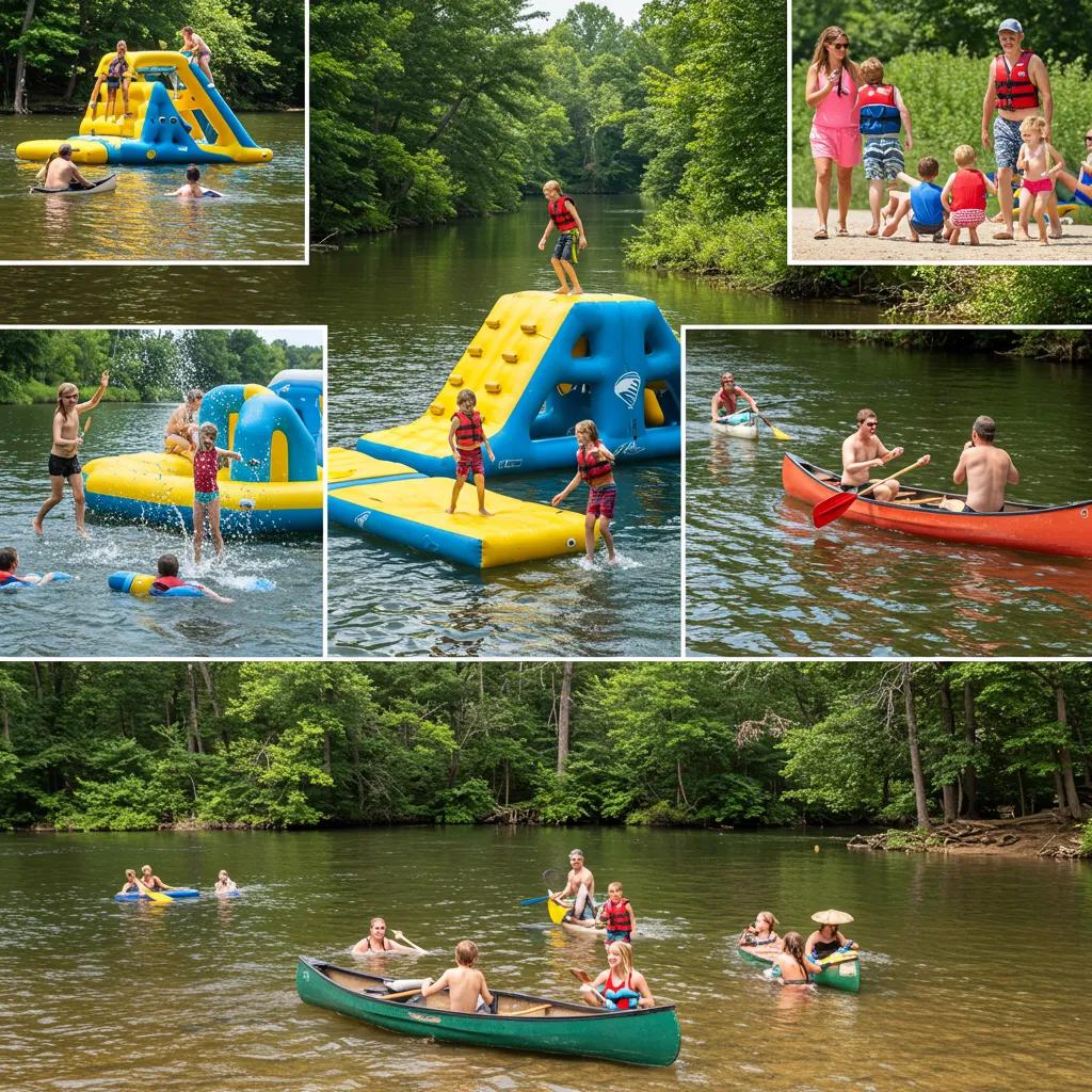 Children and families engaging in water activities at Michigan campgrounds