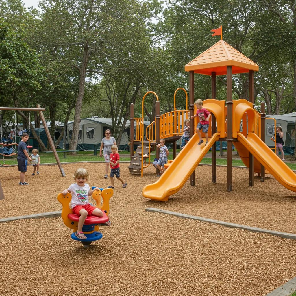 Children enjoying a playground at a family-friendly campground