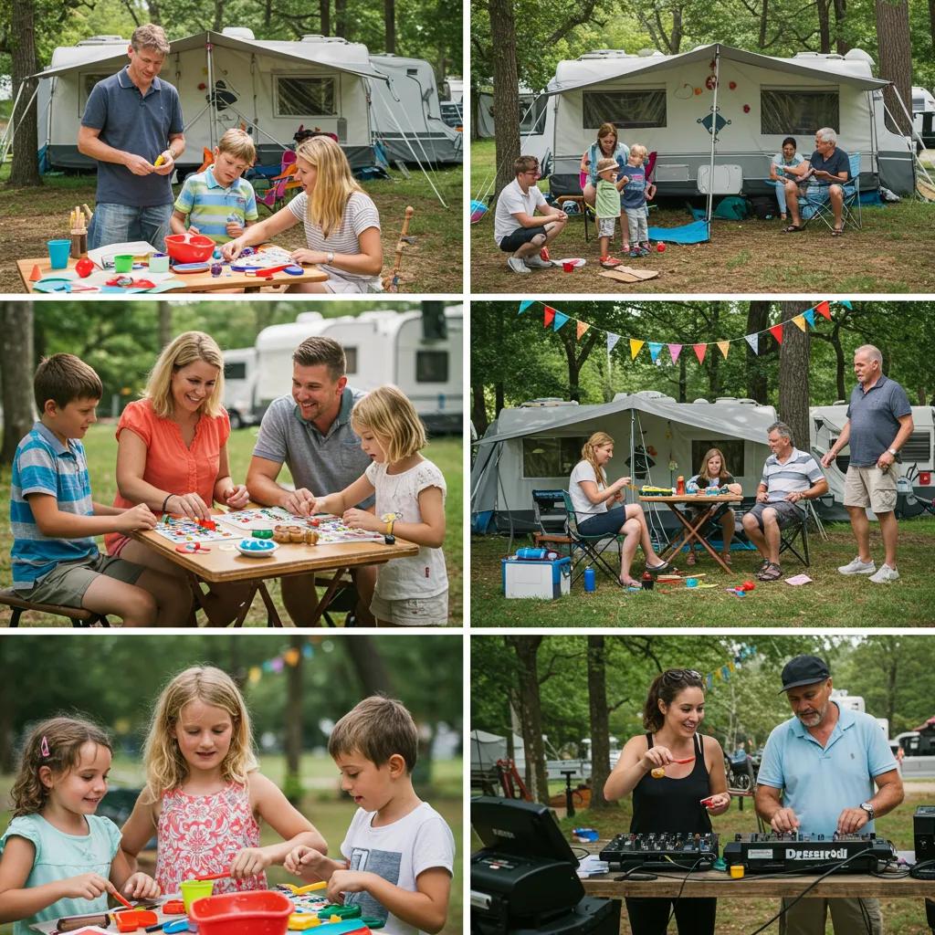 Families enjoying various fun activities at Ridge Ranch Campground