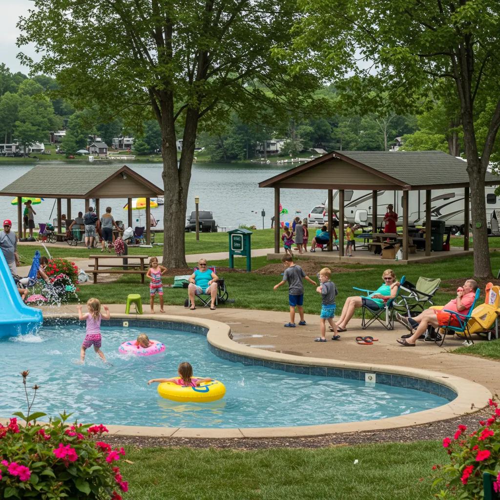 Families enjoying activities at a family-friendly campground in Michigan