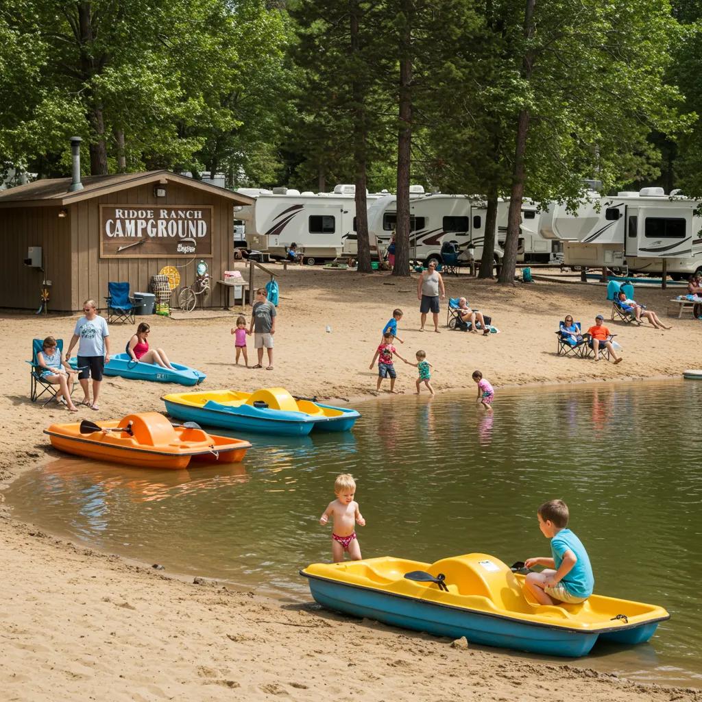 Families enjoying the amenities at Ridge Ranch Campground, highlighting its budget-friendly and family-oriented features