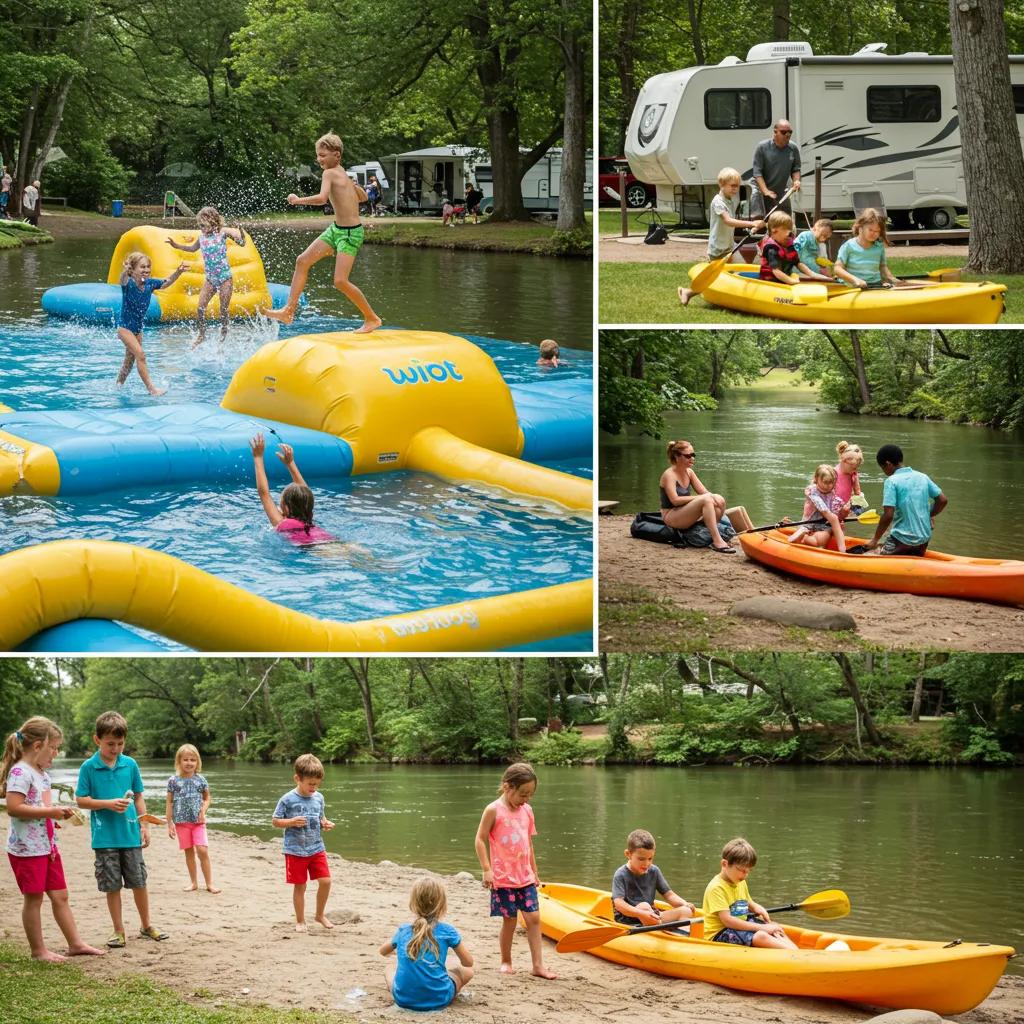 Families enjoying diverse activities at a pet-friendly campground in Michigan