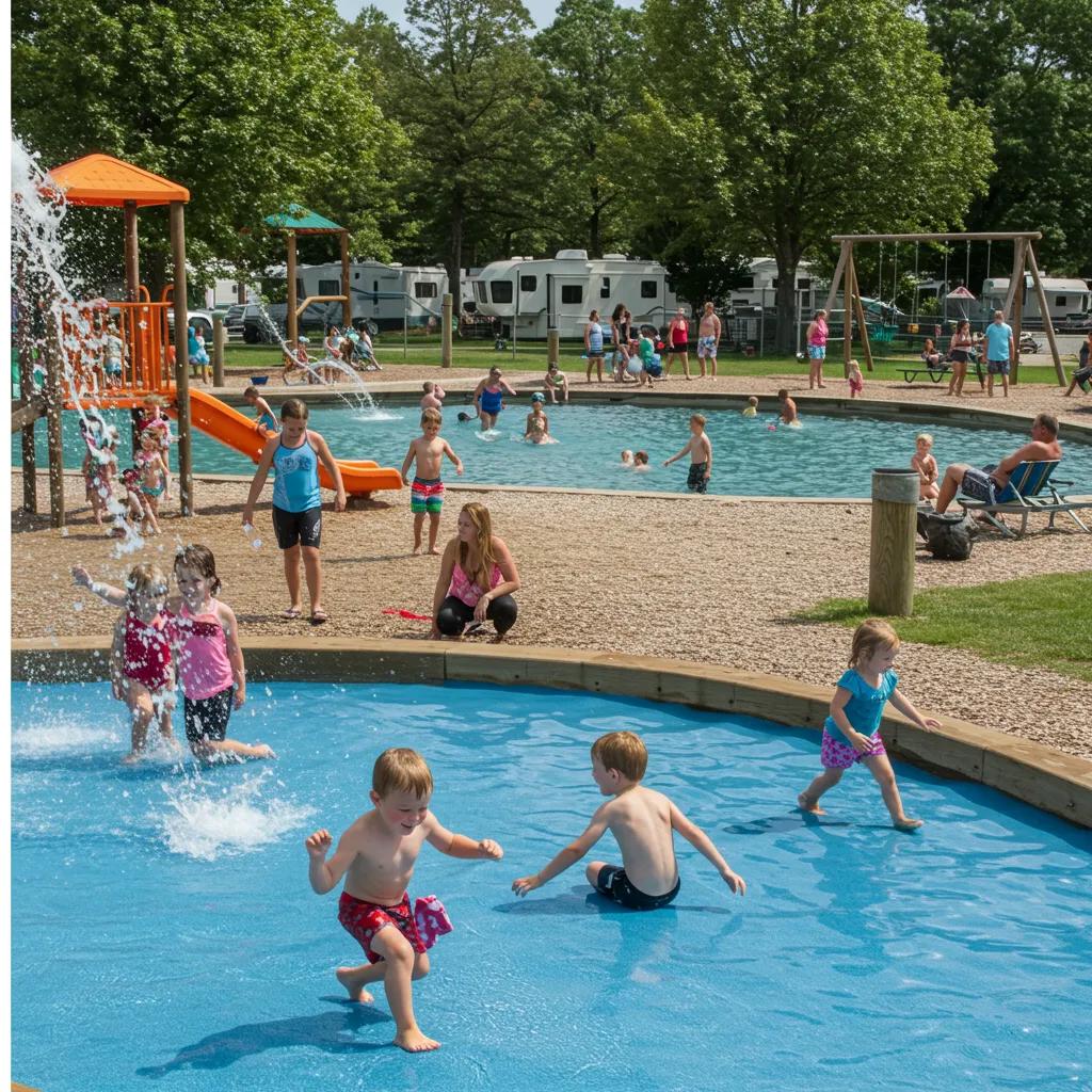 Families enjoying premium amenities at Walnut Hills Family Campground