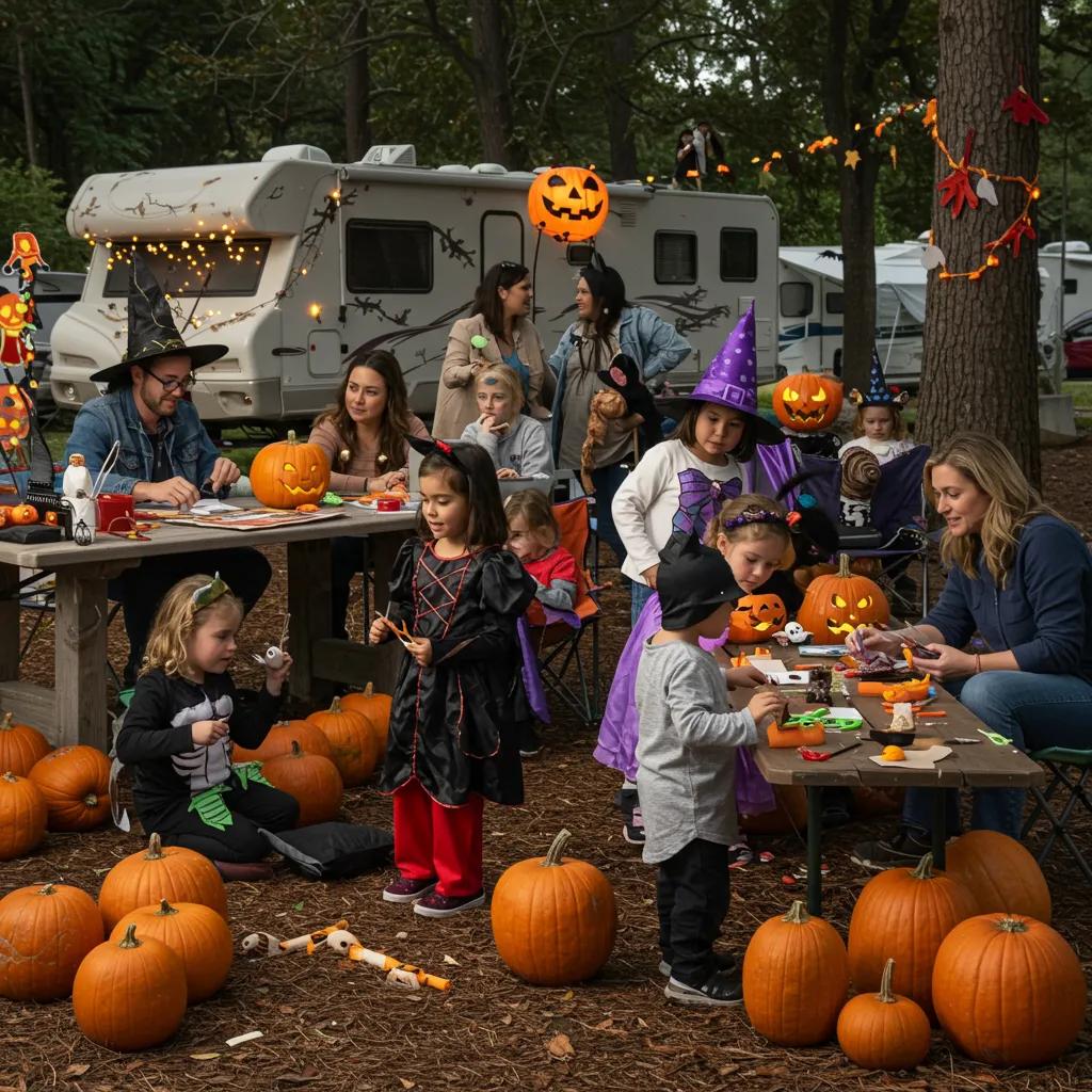 Families enjoying themed weekend activities at a seasonal campground