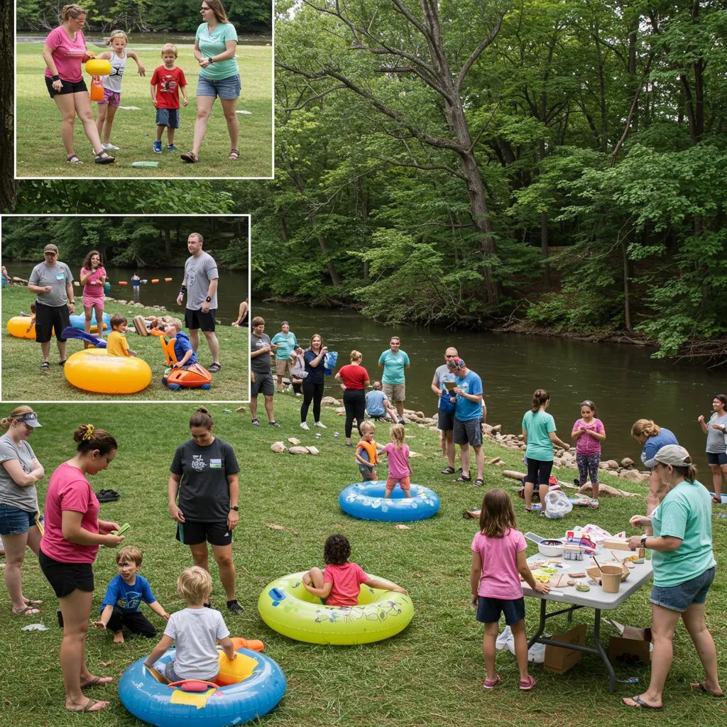 Families participating in activities and events at Walnut Hills Family Campground