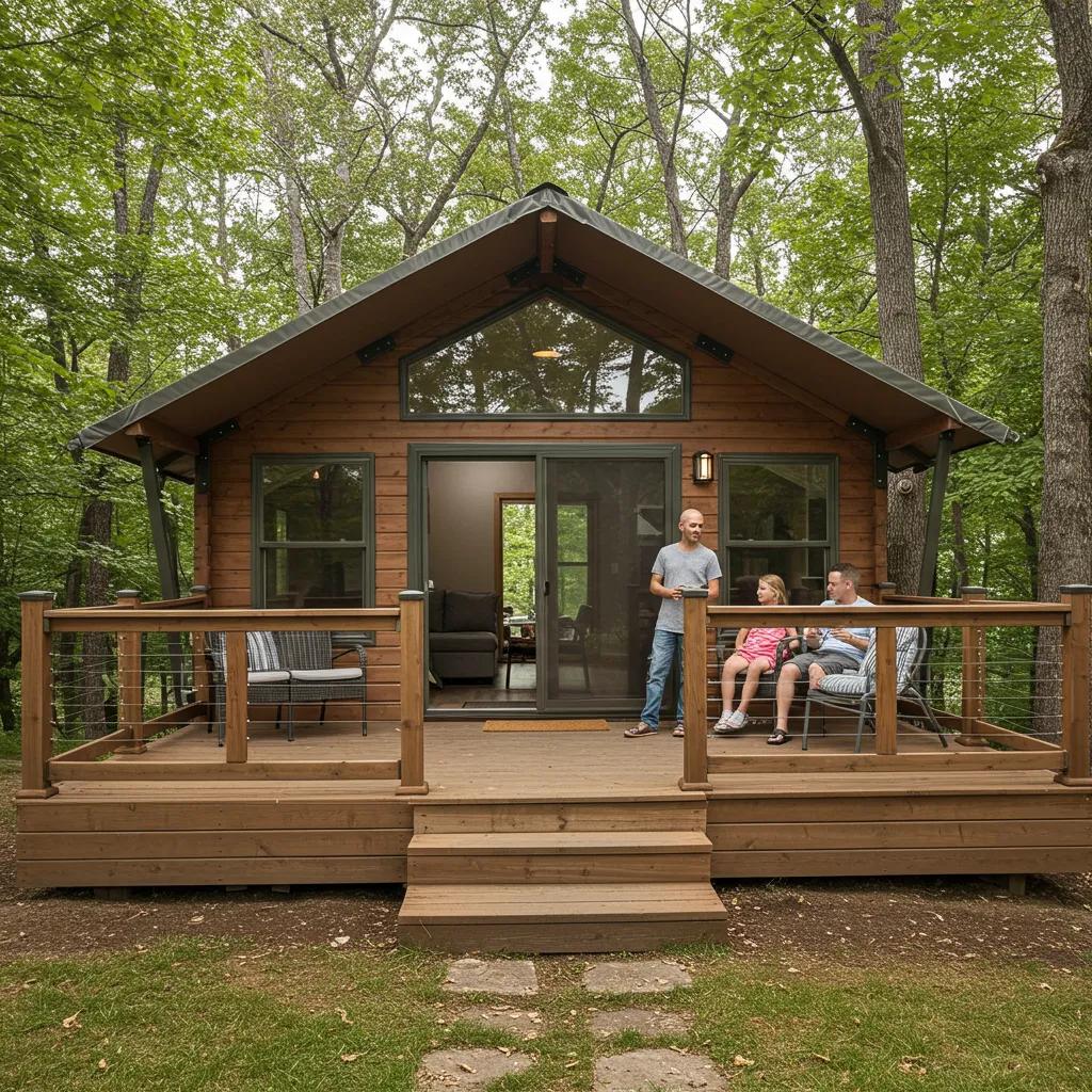 Luxury glamping cabin with upscale furnishings in Michigan