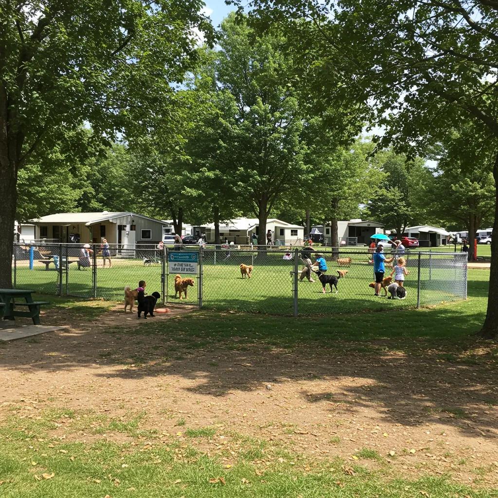 Walnut Hills Family Campground featuring a dog park and pet wash station