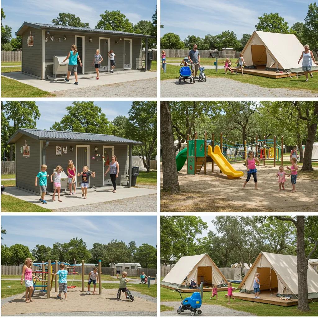 Amenities at an RV park including modern facilities and recreational areas