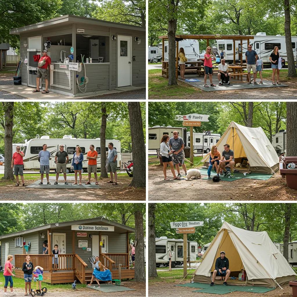 Attractive RV park amenities including bathhouse and glamping site, illustrating features that attract buyers