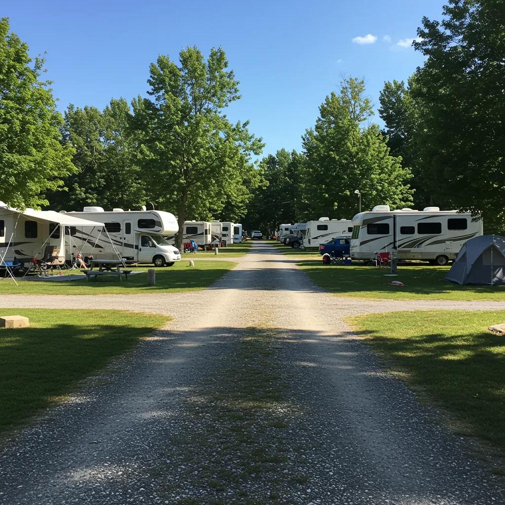 Beautiful campground scene with RVs and tents, highlighting the appeal of outdoor adventures and camping
