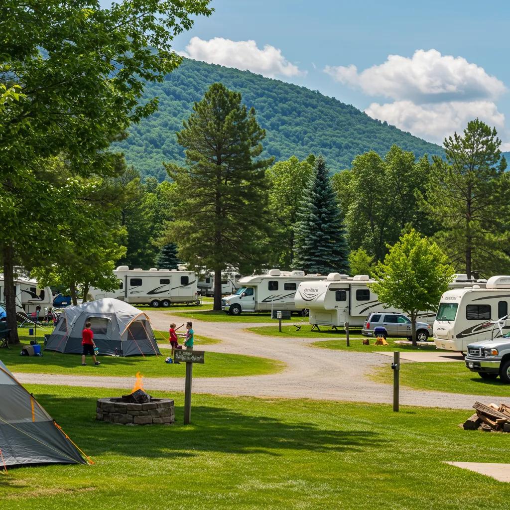 Campground and RV park side by side, highlighting outdoor hospitality and family activities