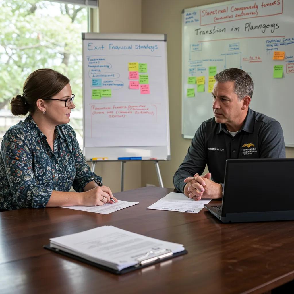 Campground owner consulting with a financial advisor on exit strategies