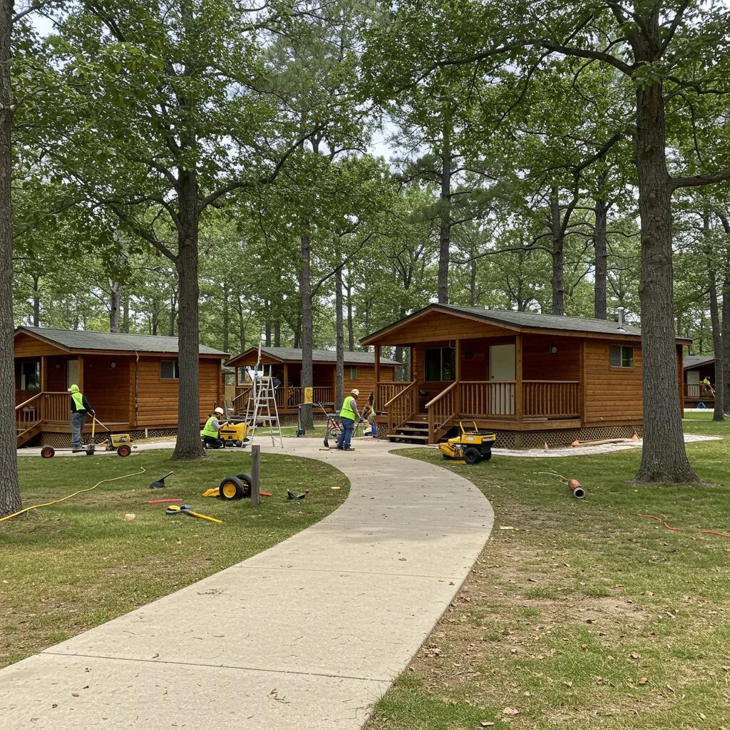Campground renovations in progress, showcasing improvements to maximize value