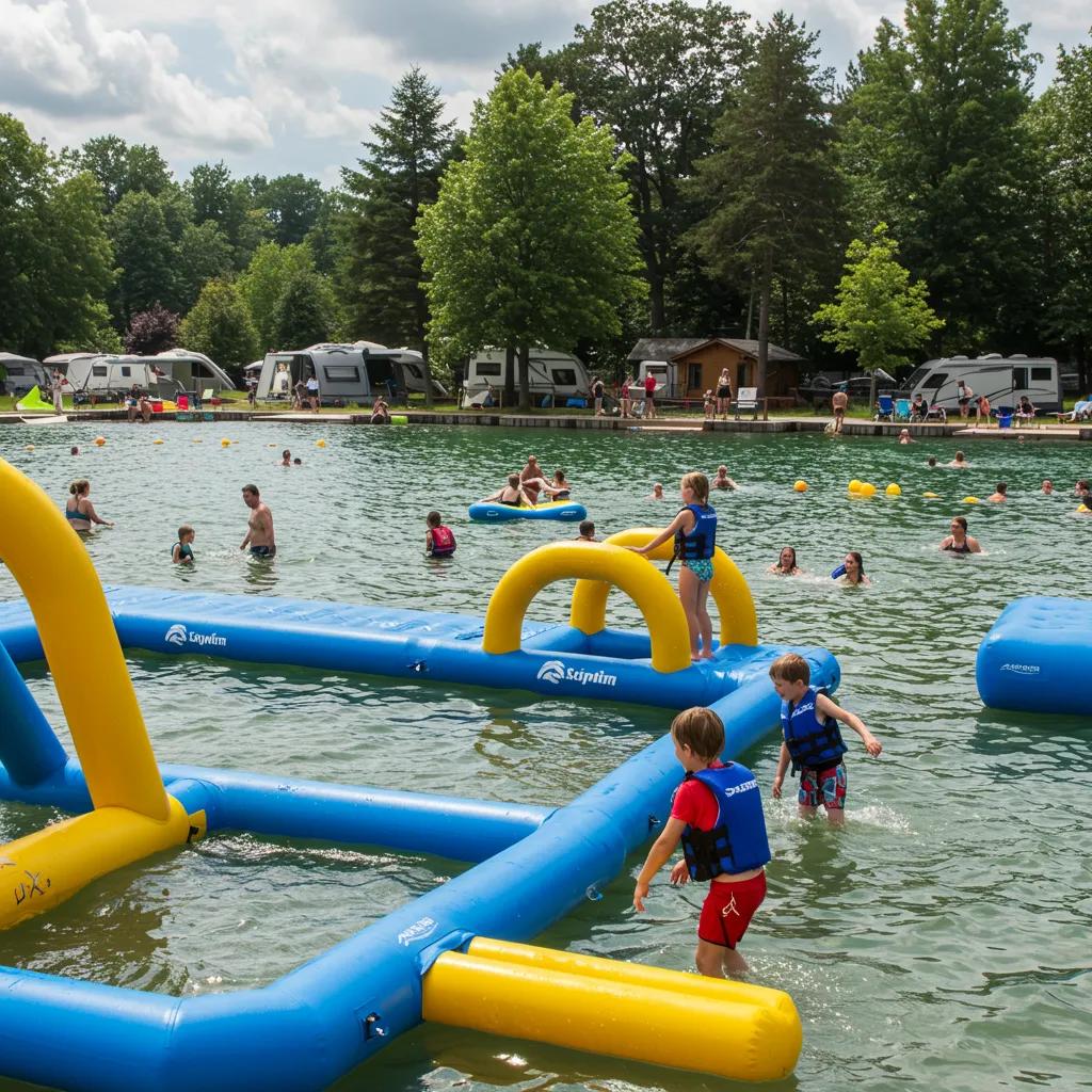 Children enjoying water activities at a Michigan campground, emphasizing safety and fun in family-friendly settings