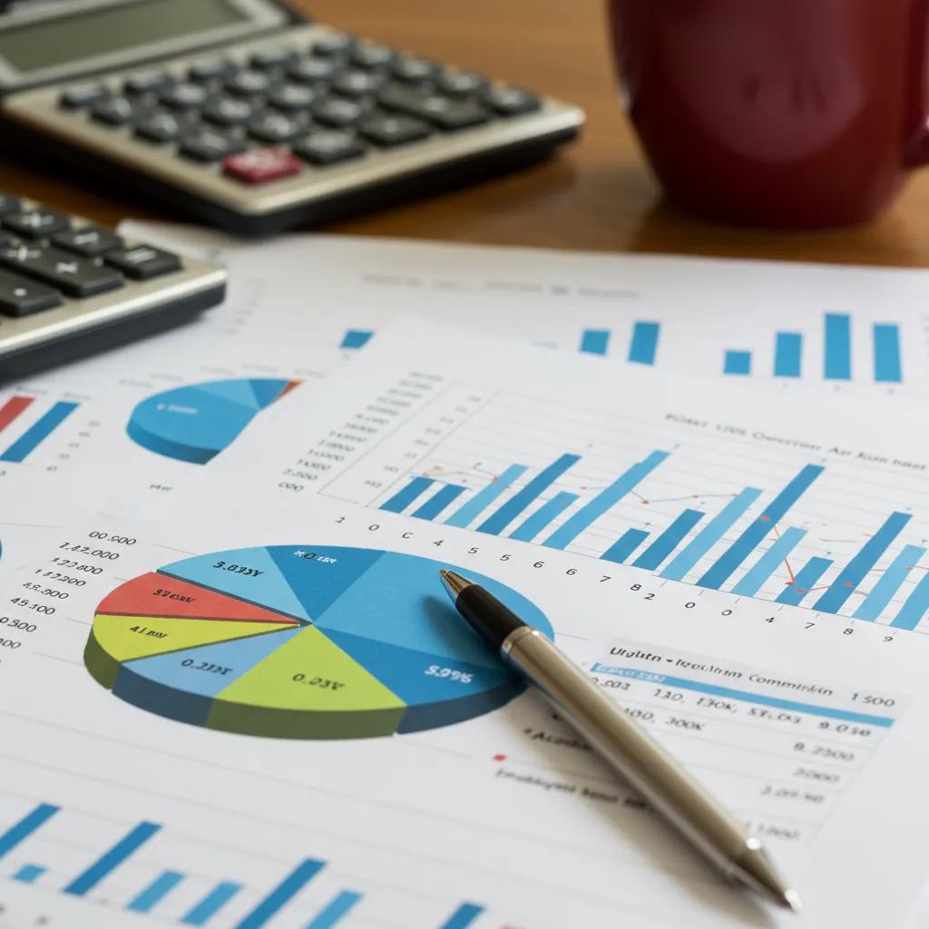 Close-up of financial documents and a calculator, illustrating the impact of broker fees on campground sales