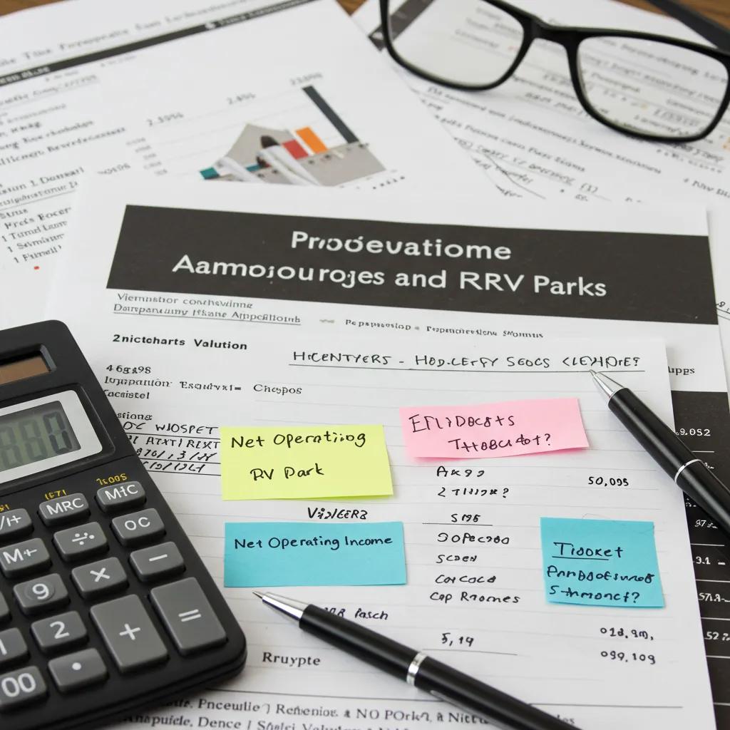 Close-up of property valuation tools including a calculator and financial documents, emphasizing the valuation process