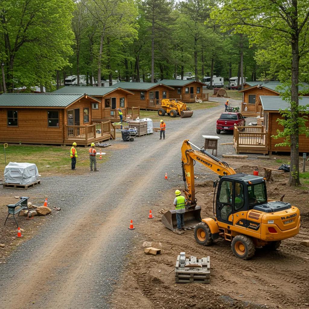 Construction at a campground showcasing growth potential and improvements