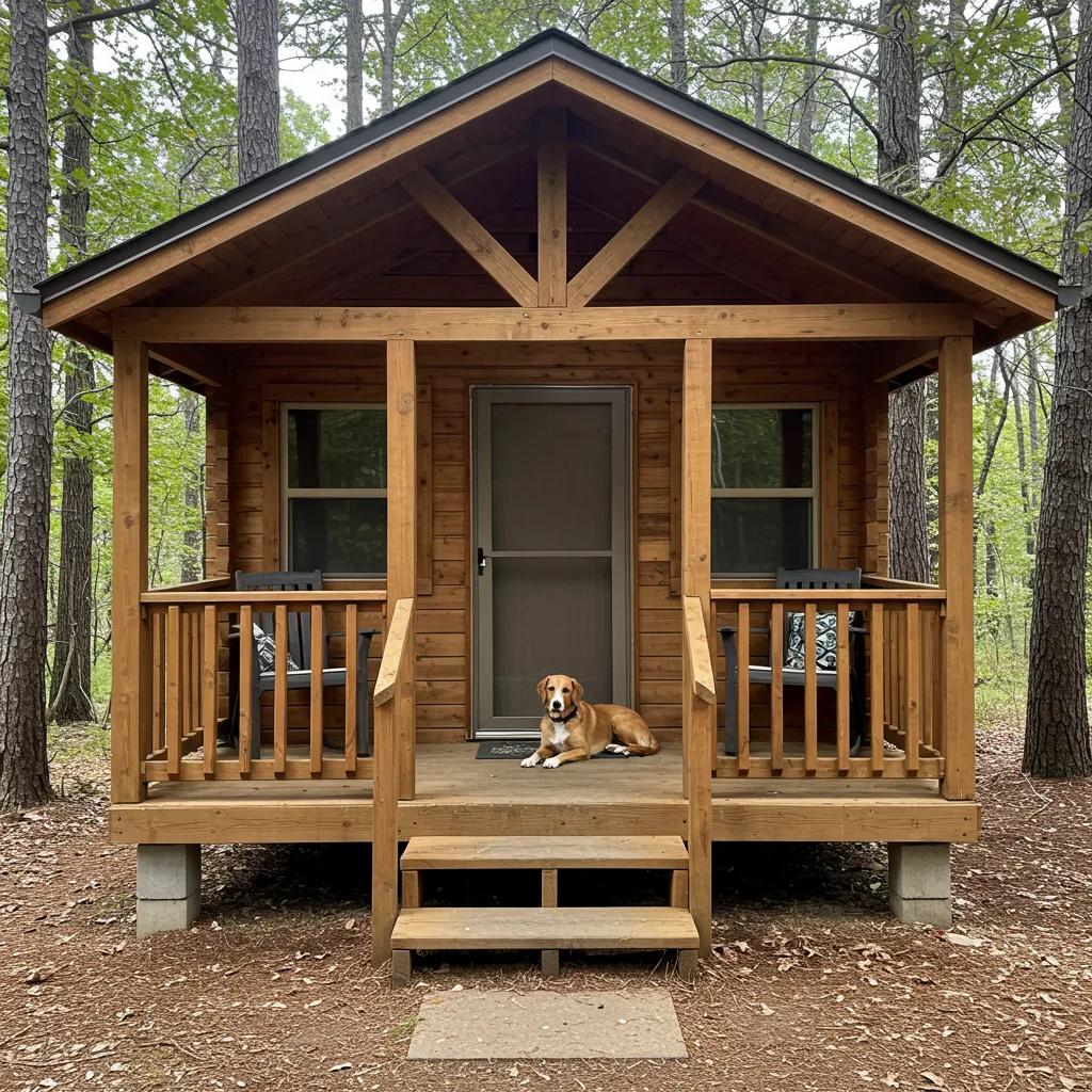 Cozy dog-friendly cabin in a natural setting for camping with pets