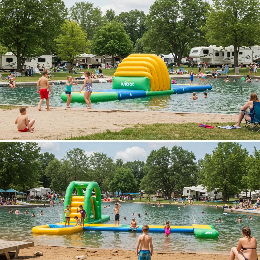 Families enjoying activities at Walnut Hills Family Campground, showcasing the fun and family-friendly environment