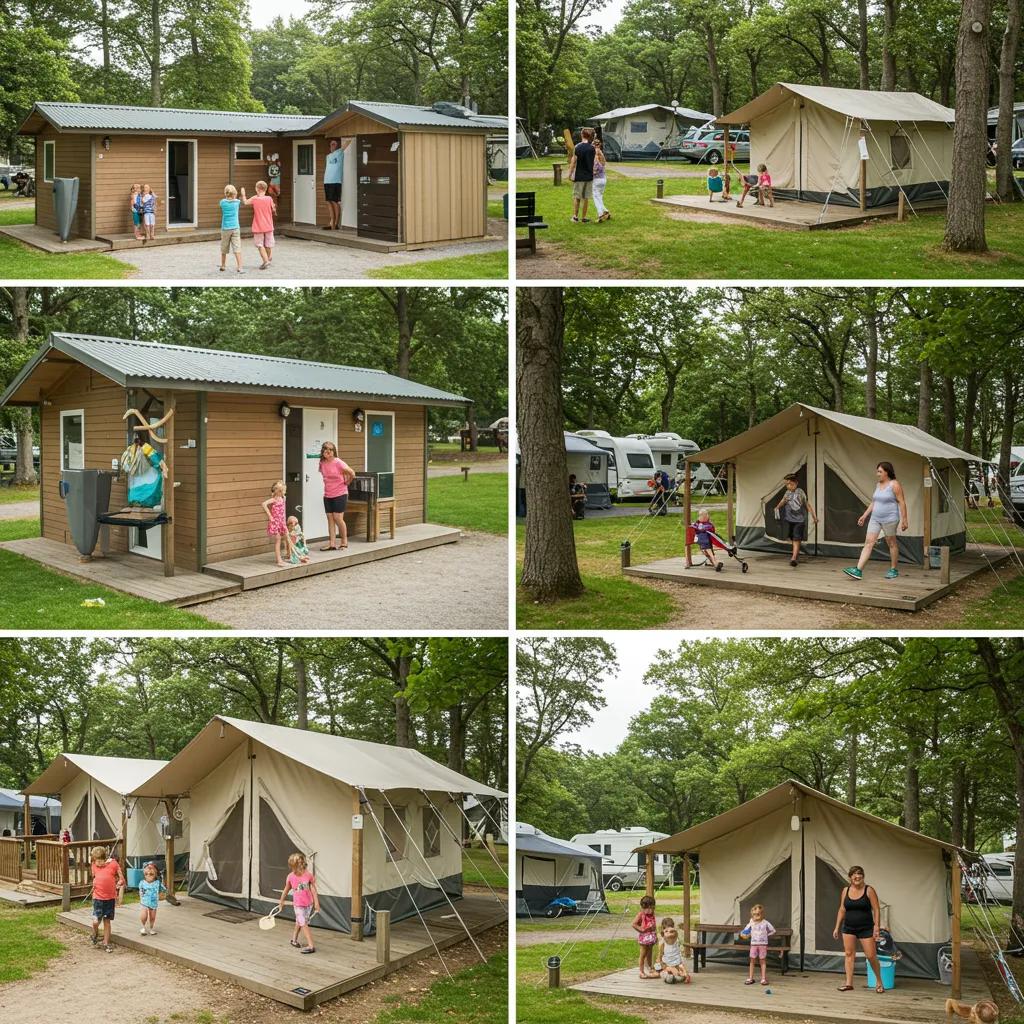 Families enjoying various campground amenities, highlighting the appeal of modern facilities and infrastructure