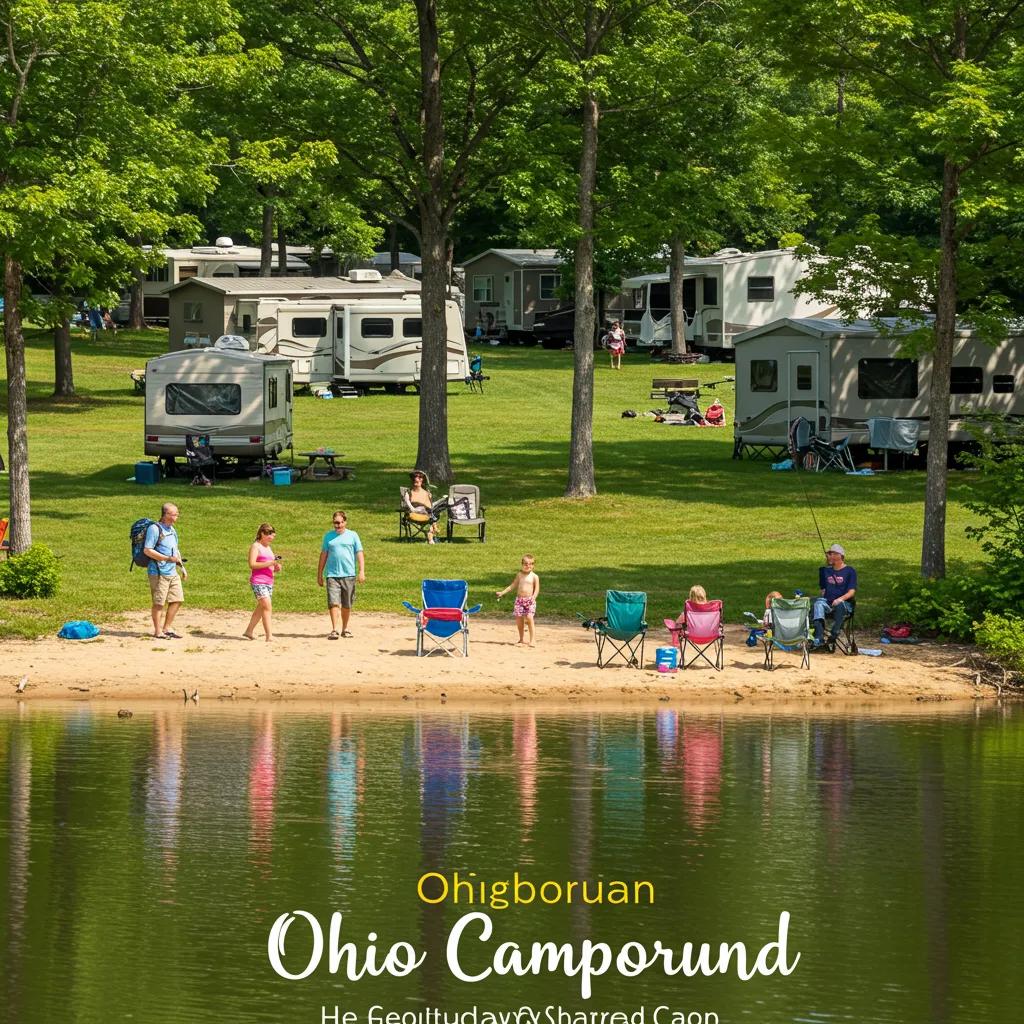 Family camping at an Ohio campground with a private lake and hiking trails