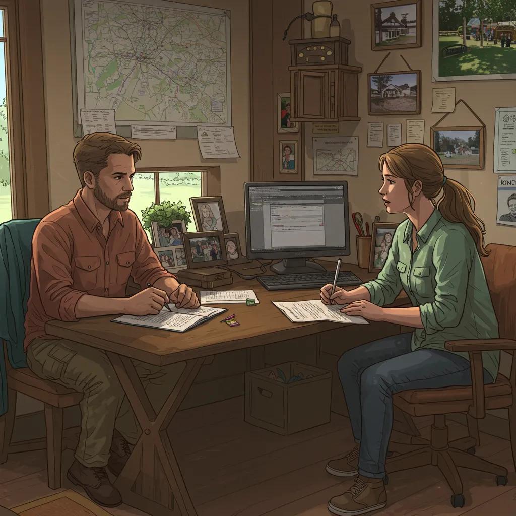 Family discussing campground ownership, emphasizing stewardship and personal interaction