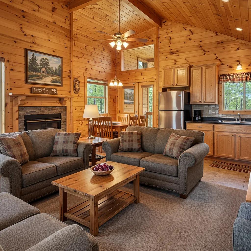 Interior of a deluxe cabin featuring luxury amenities for family comfort